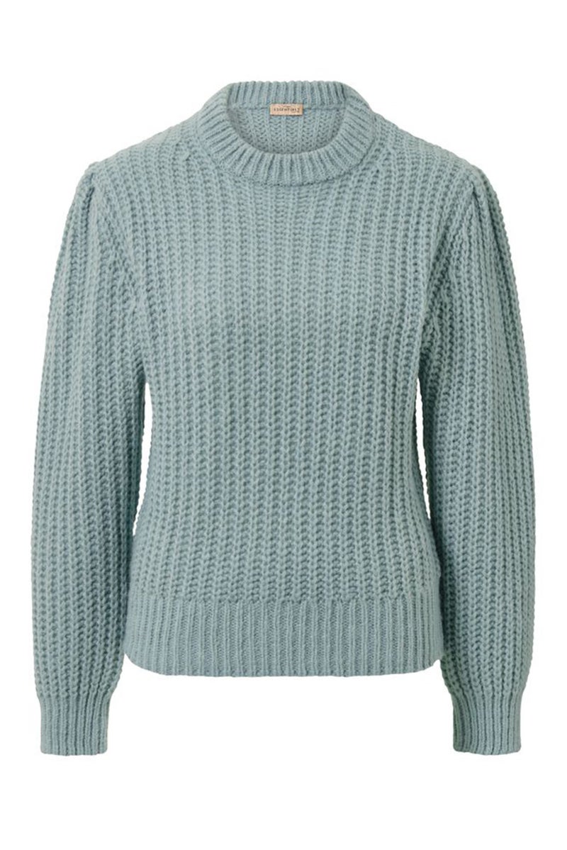 Tchibo Women Crew Neck Long Sleeves Textured Sweater, Blue - Image 4